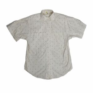 VINTAGE 90s shirt‎ white printed cotton button up top M